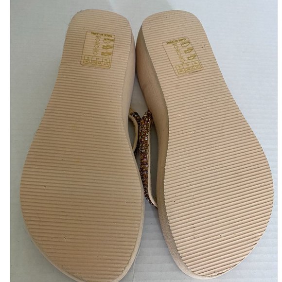 Capelli Bejeweled Wedge Flip Flops Size 10 Beach Boho Whimsical Island - Picture 5 of 6